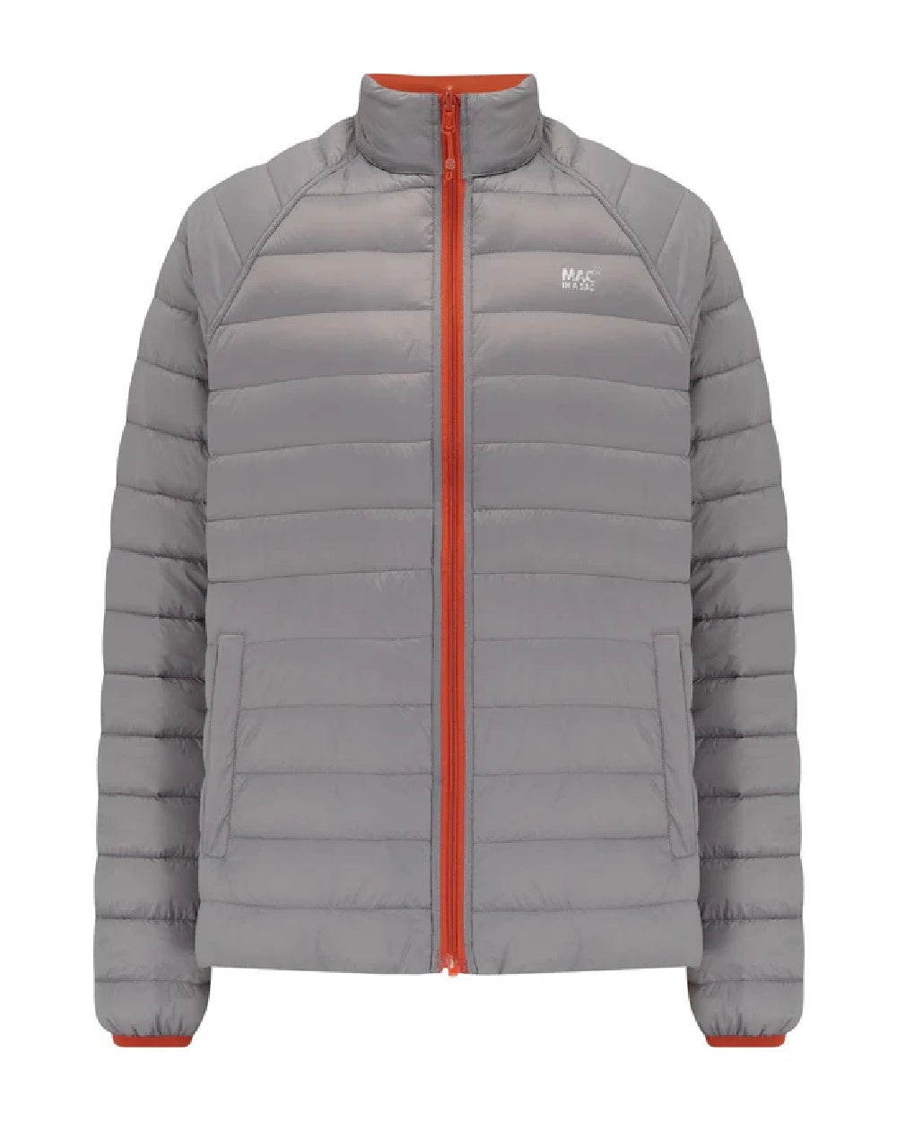 Burnt Orange Grey coloured Mac In A Sac Packable Mens Polar Down Jacket on white background