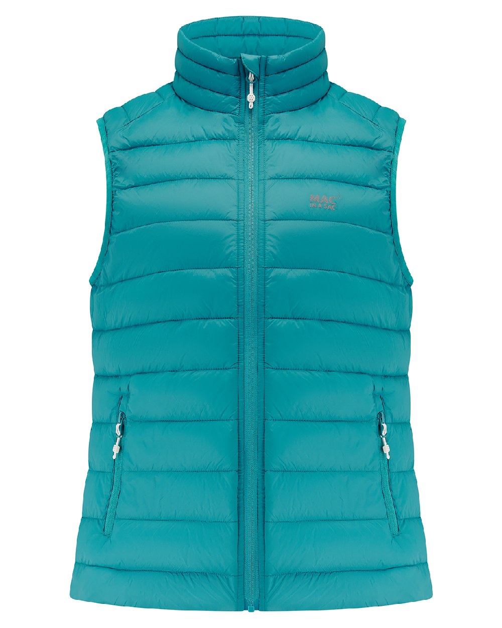 Soft Teal Coloured Mac In A Sac Womens Synergy Gilet on white background