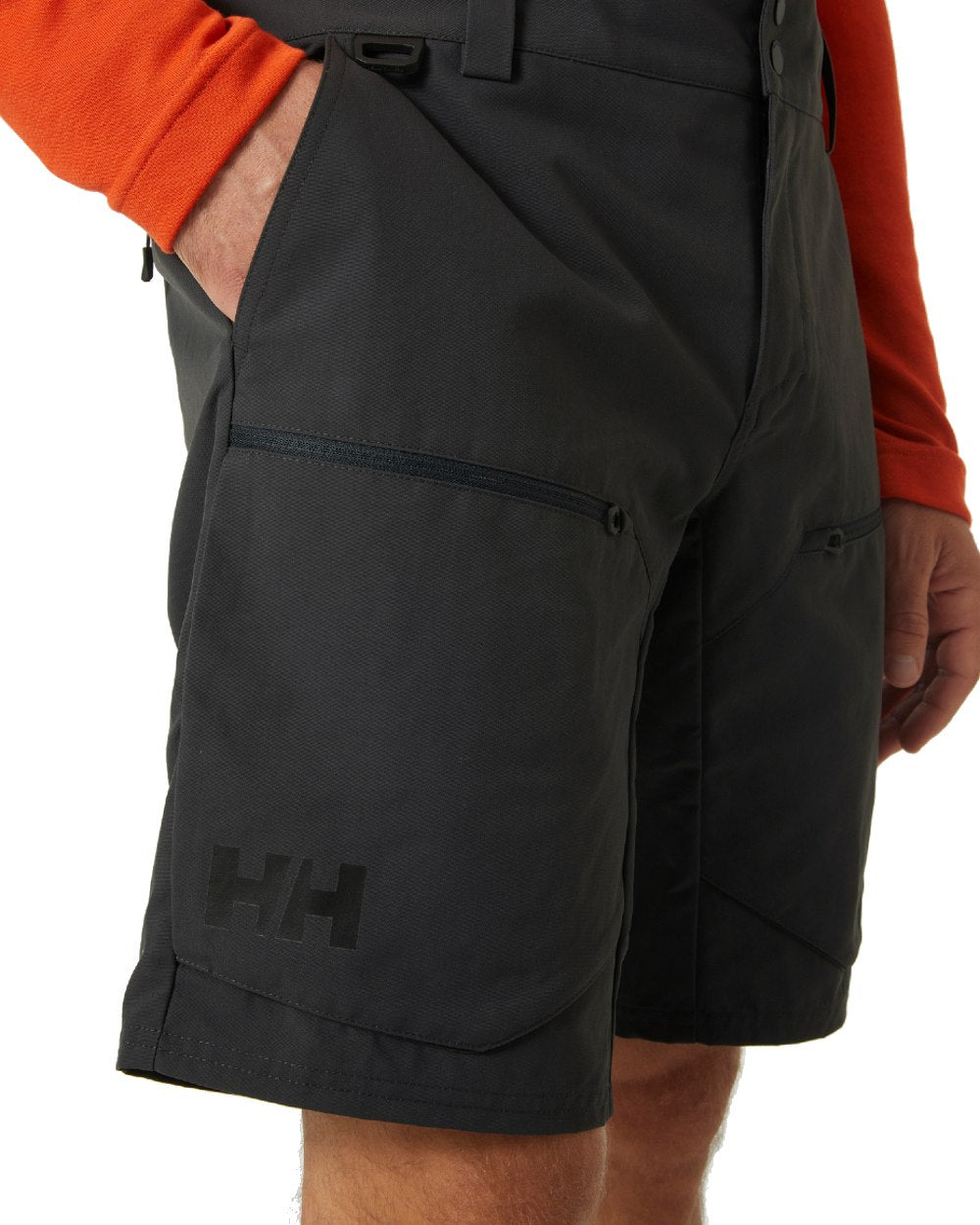 Ebony coloured Helly Hansen Mens Crewline Cargo Shorts 2.0 on white background