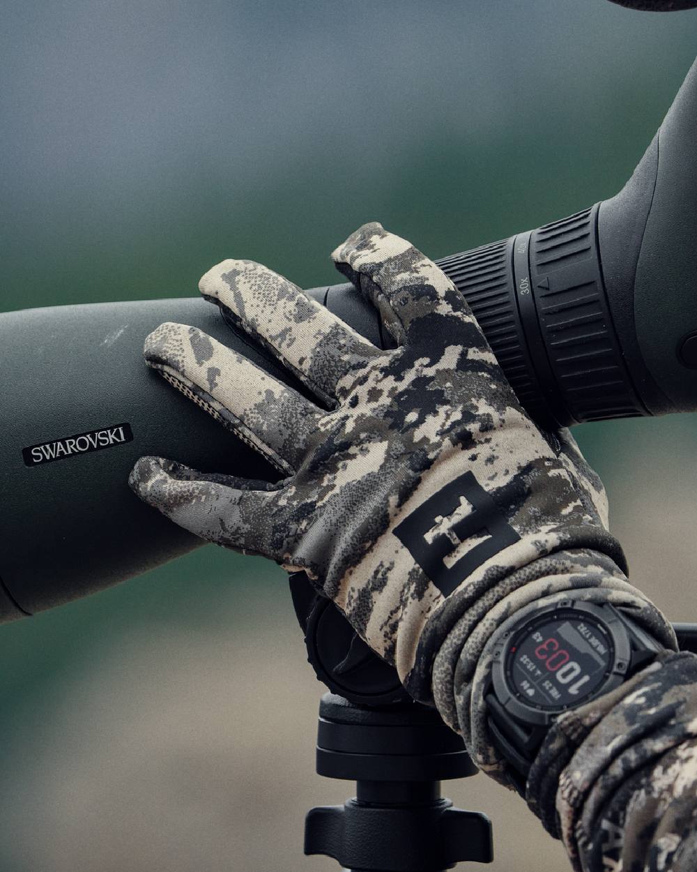 AXIS Mountain coloured Harkila Mountain Hunter Expedition Fleece Gloves on hunters equipment