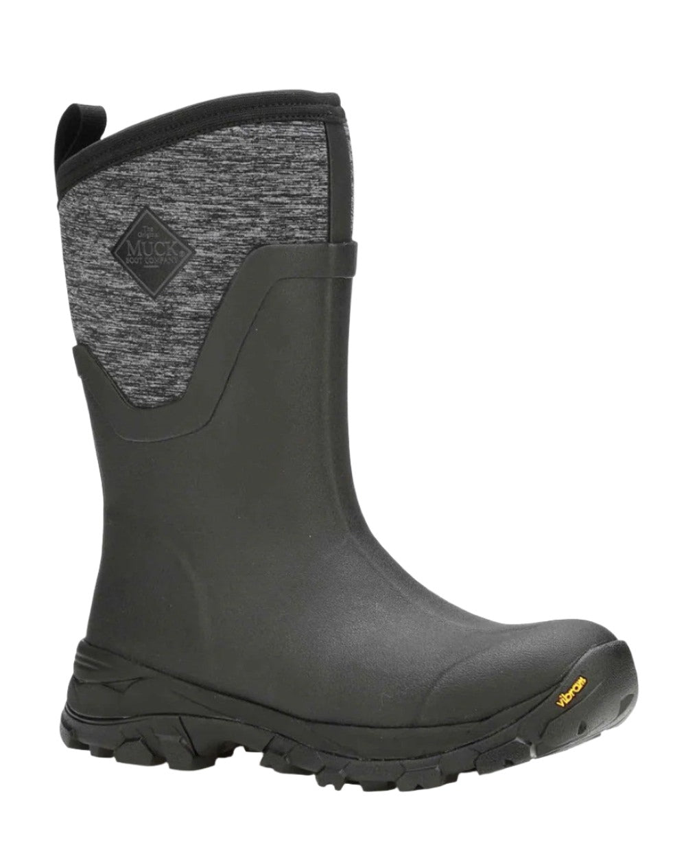 Black Jersey Heather Coloured Muck Boots Arctic Ice Mid Wellingtons on white background