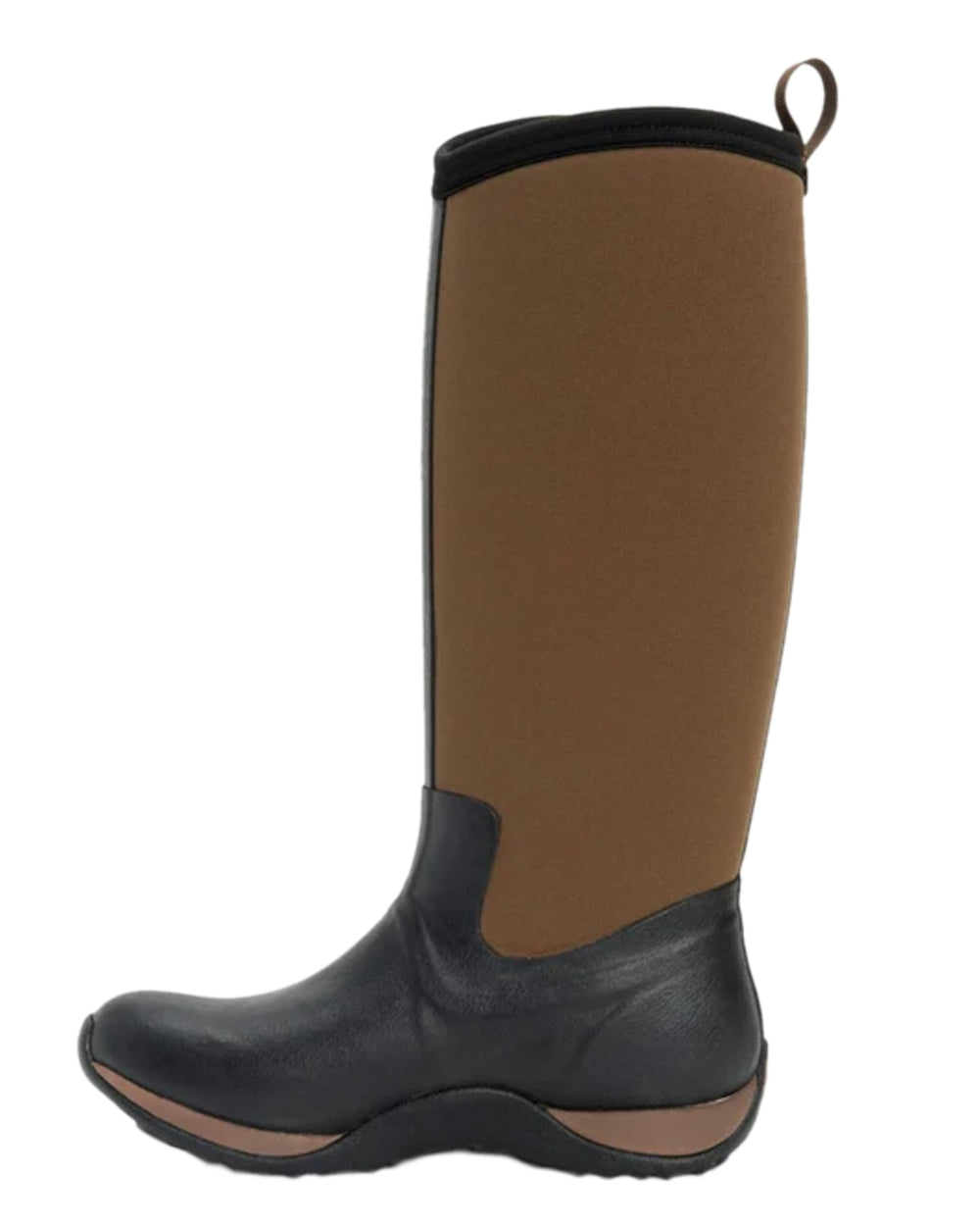 Black Tan Coloured Muck Boots Womens Arctic Adventure Tall Boots on white background