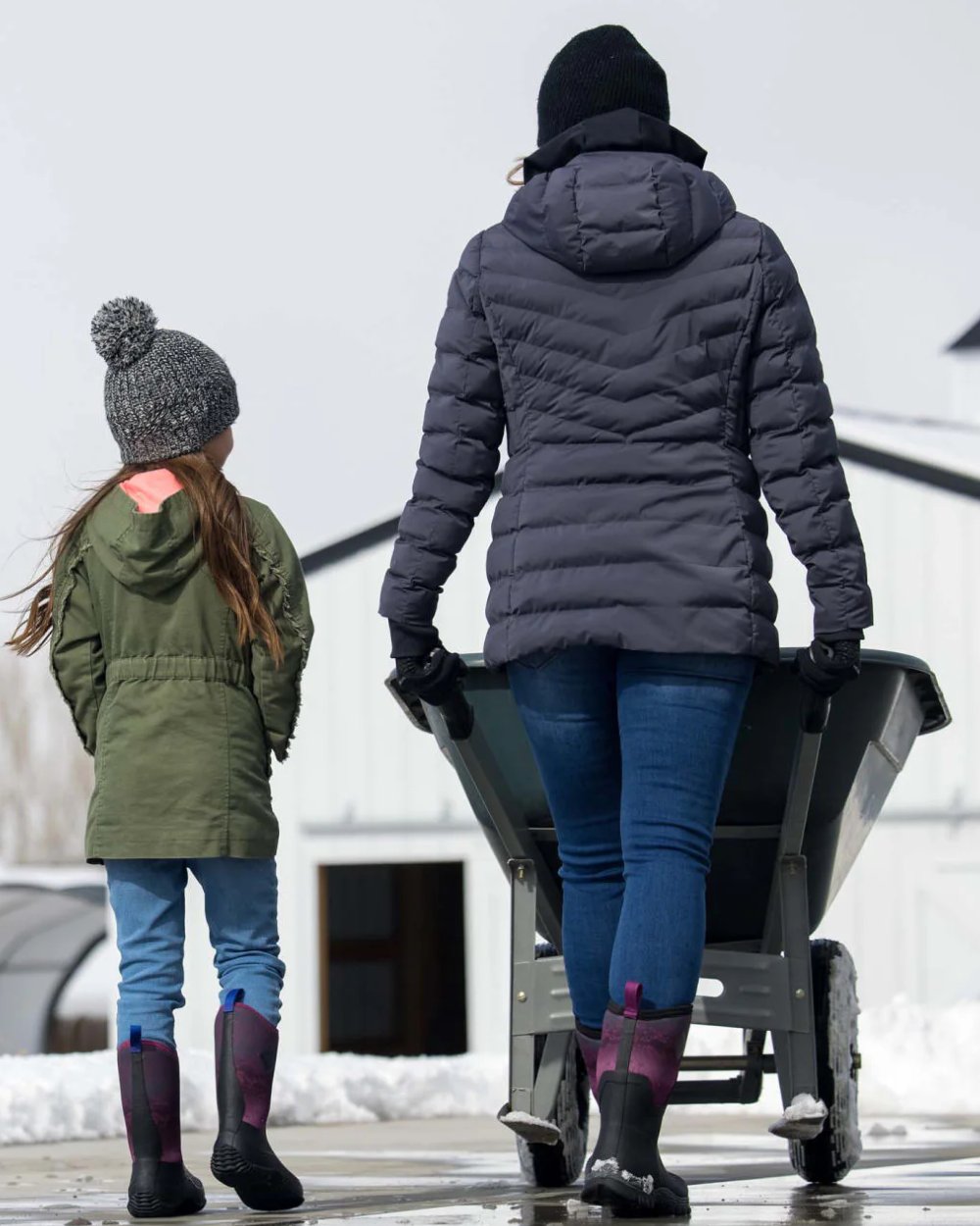 Magenta Digi Fade Print Coloured Muck Boots Womens Arctic Sport II Mid Wellingtons On A Outdoor Background