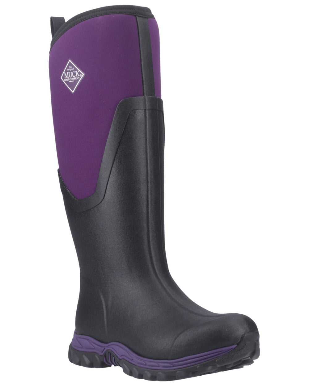 Black Acai coloured Muck Boots Womens Artic Sport II Tall Wellingtons on White background