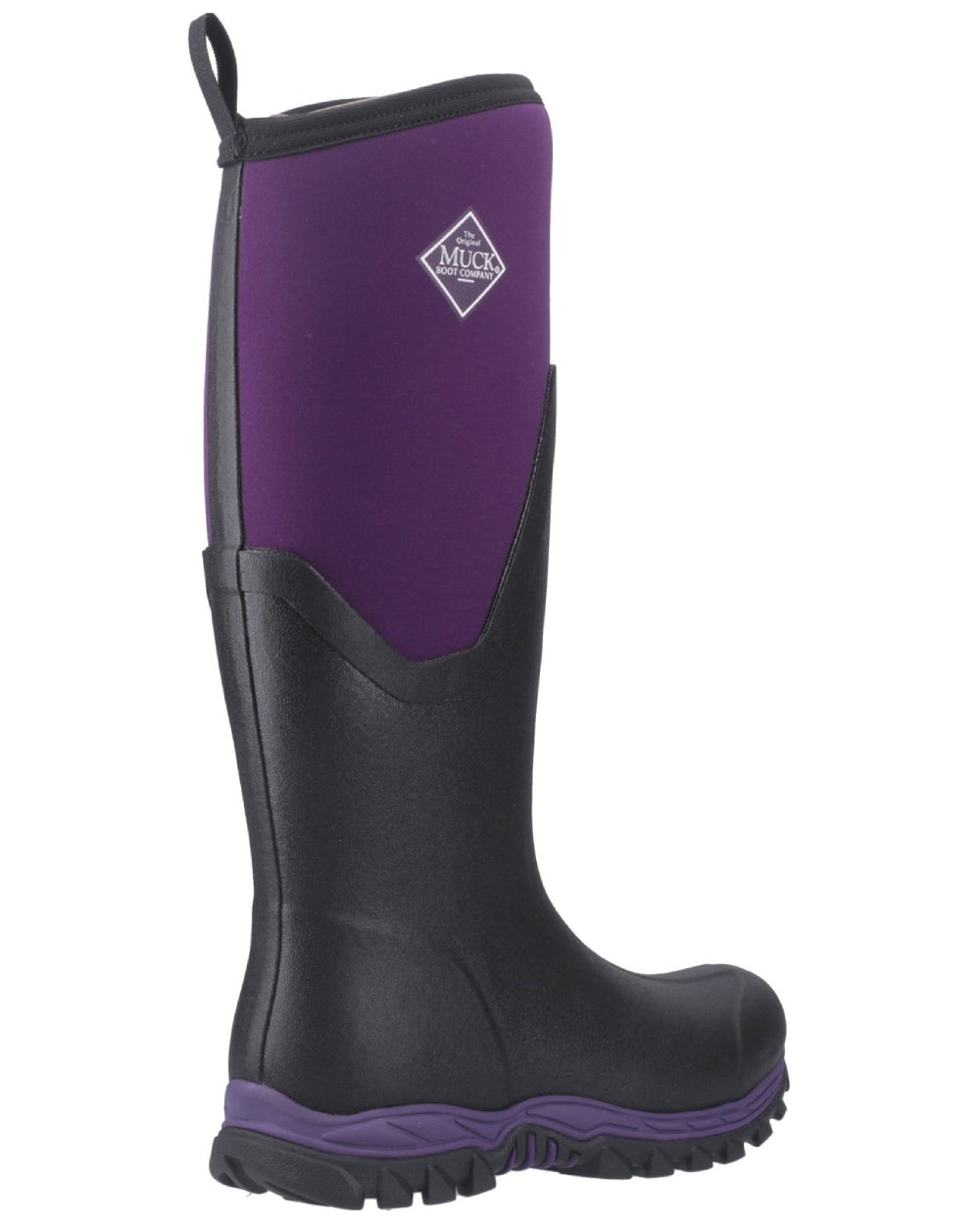 Black Acai coloured Muck Boots Womens Artic Sport II Tall Wellingtons on White background