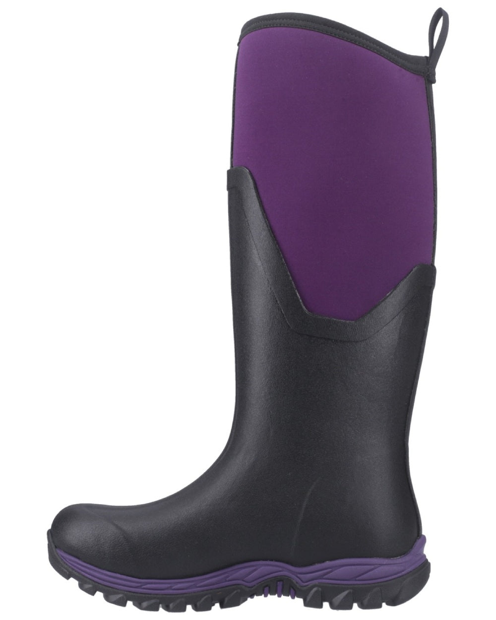 Black Acai coloured Muck Boots Womens Artic Sport II Tall Wellingtons on White background