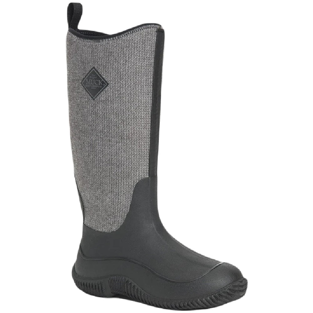 Muck Boots Womens Hale Wellingtons in Black with Fuzzy Herringbone