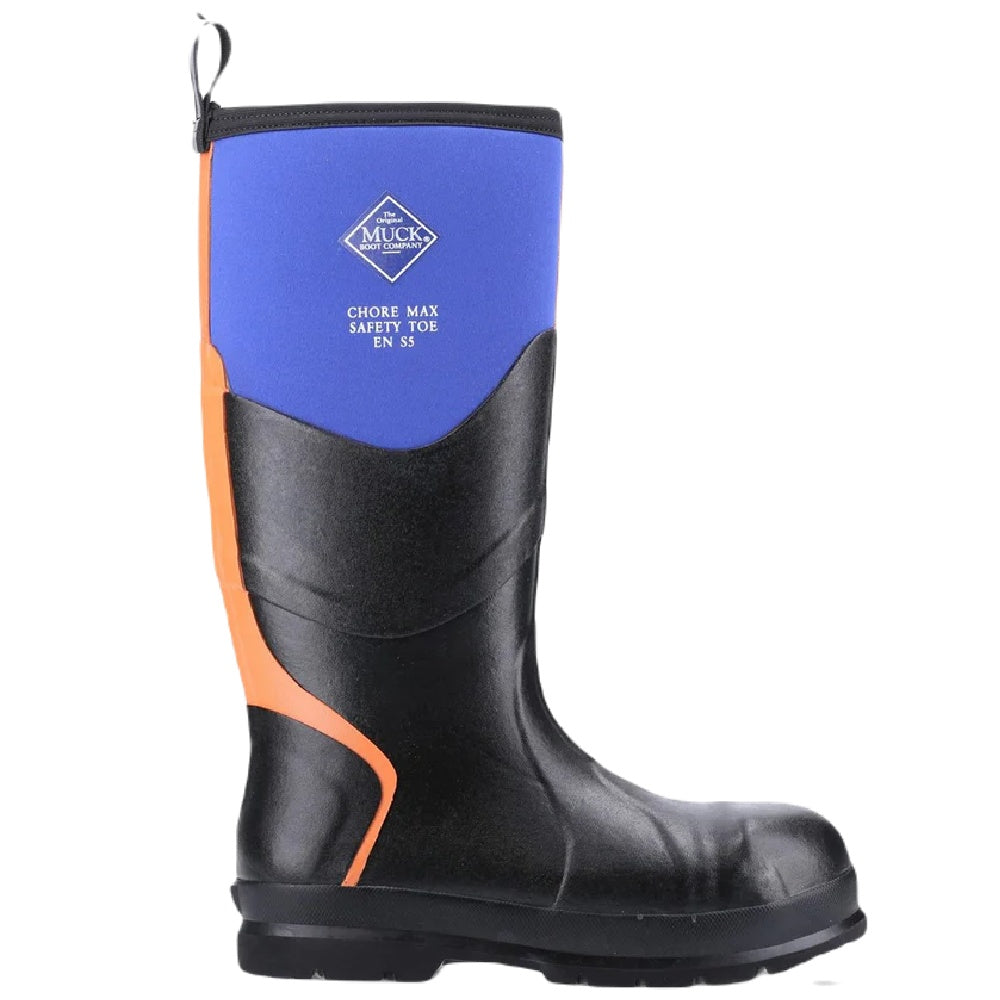 Muck Boots Chore Max Steel Toe S5 Tall Boots in Blue Orange