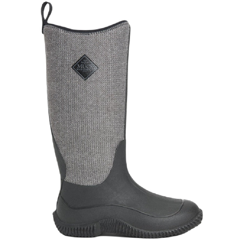 Muck Boots Womens Hale Wellingtons in Black with Fuzzy Herringbone