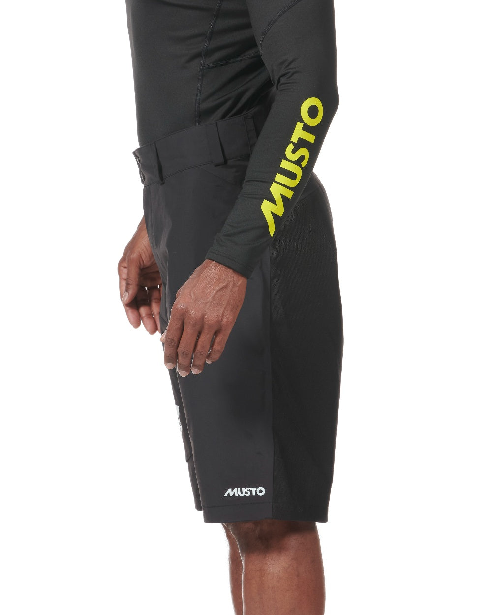 Black coloured Musto Br1 Solent Shorts on white background 
