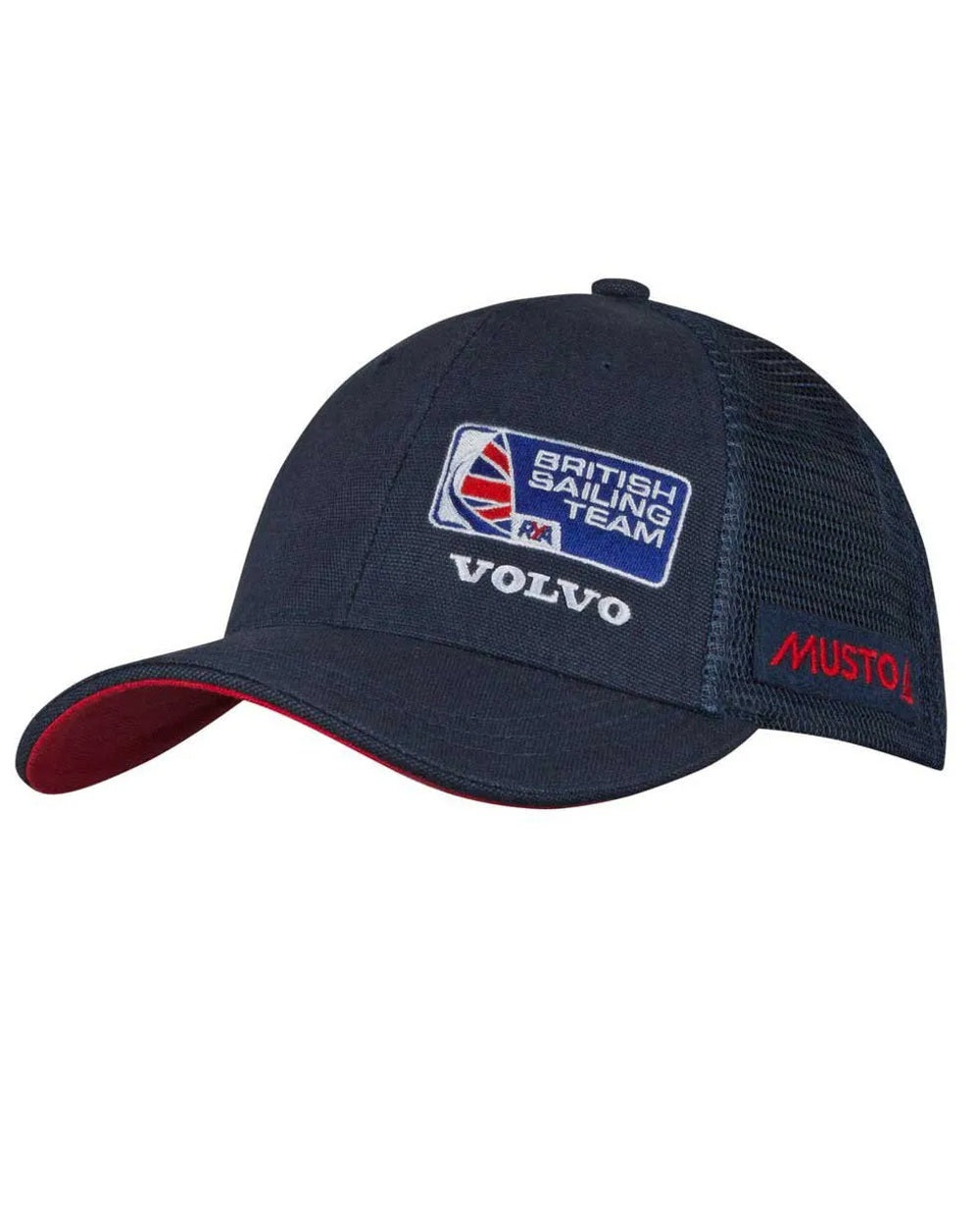 True Navy coloured Musto British Sailing Team Trucker Cap on white background