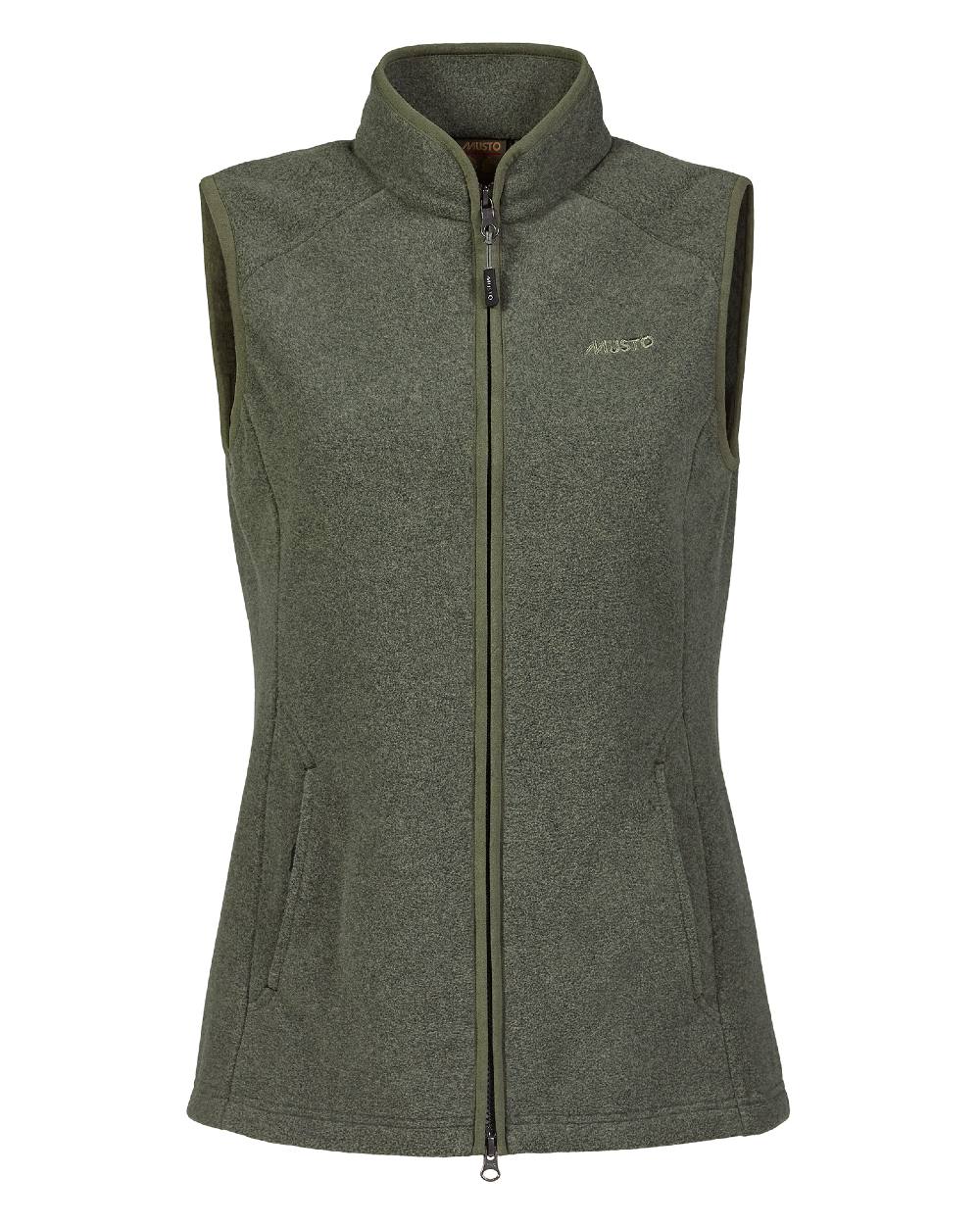 Deep Green Coloured Musto Ladies Fenland Polartec Vest on white background