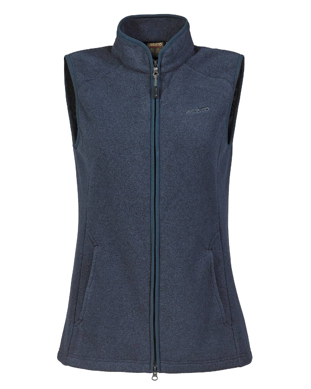 Navy Coloured Musto Ladies Fenland Polartec Vest on white background