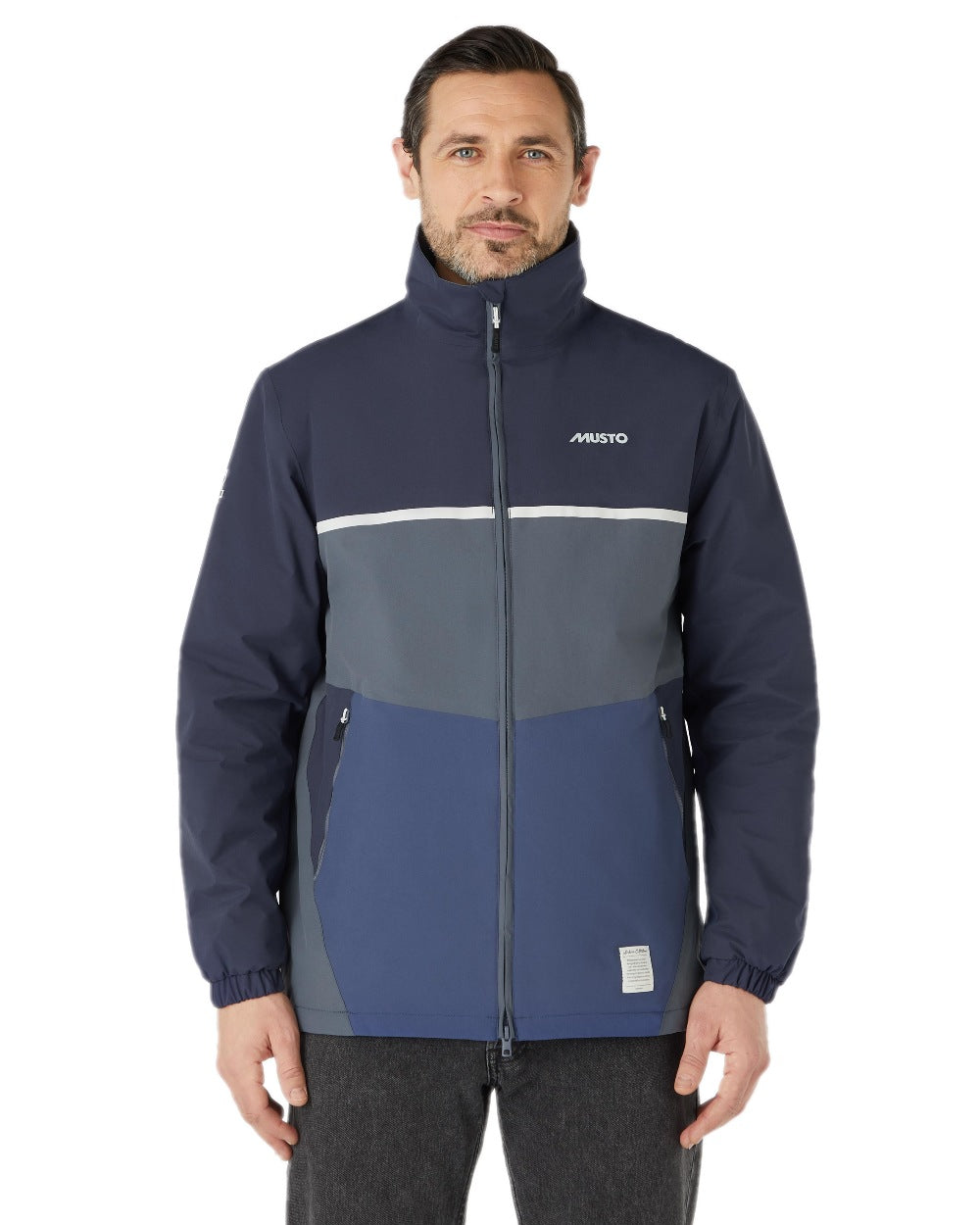 Ombre Blue Navy Coloured Musto Mens 64 Regatta Jacket on white background