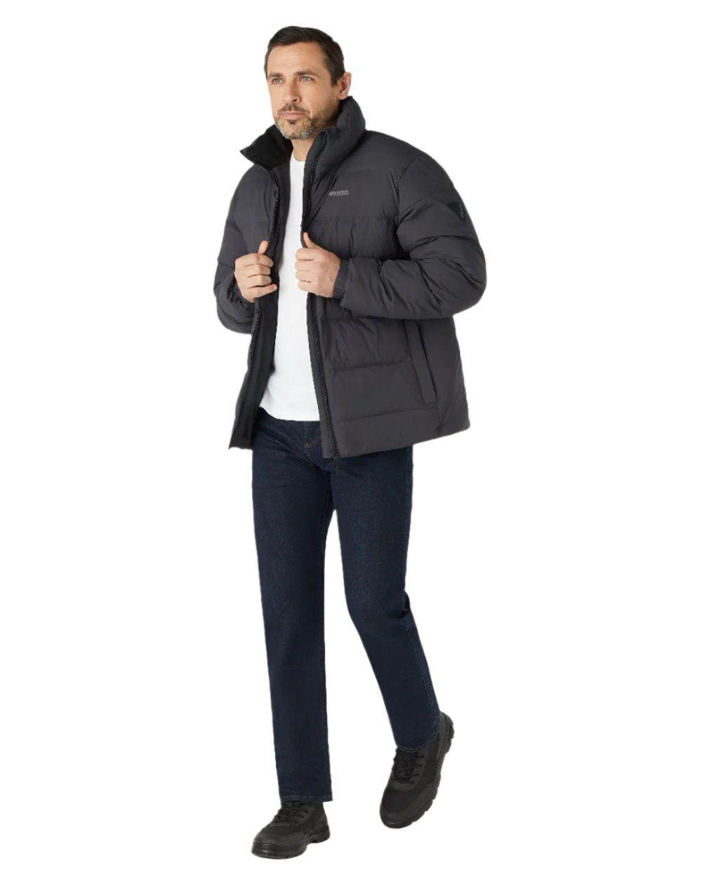 Carbon Coloured Musto Mens Active Puffer Jacket on white background