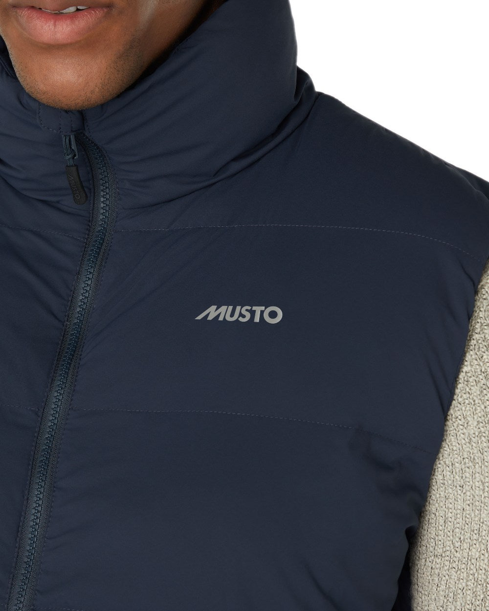 Navy Coloured Musto Mens Active Puffer Vest on white background
