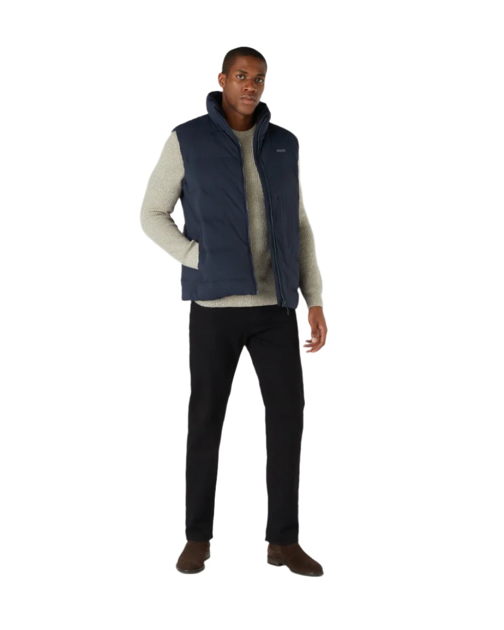 Navy Coloured Musto Mens Active Puffer Vest on white background