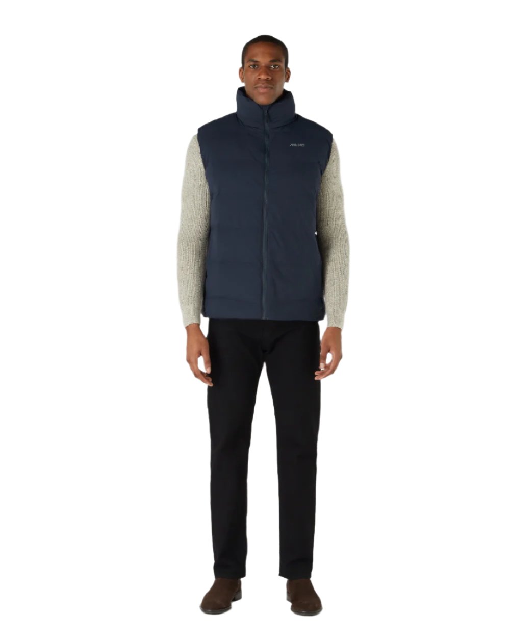 Navy Coloured Musto Mens Active Puffer Vest on white background