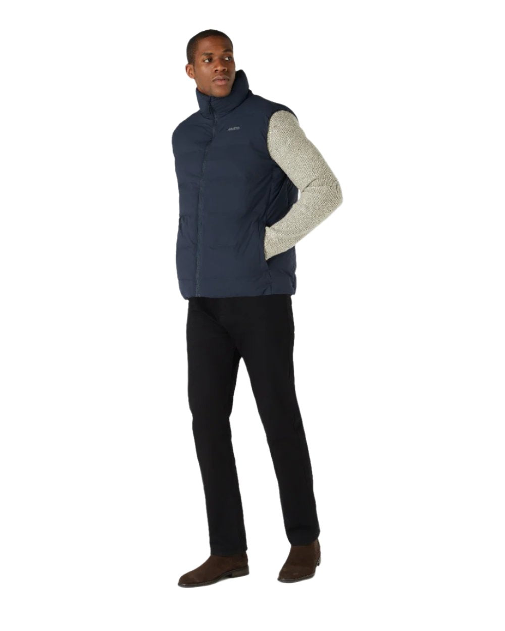 Navy Coloured Musto Mens Active Puffer Vest on white background