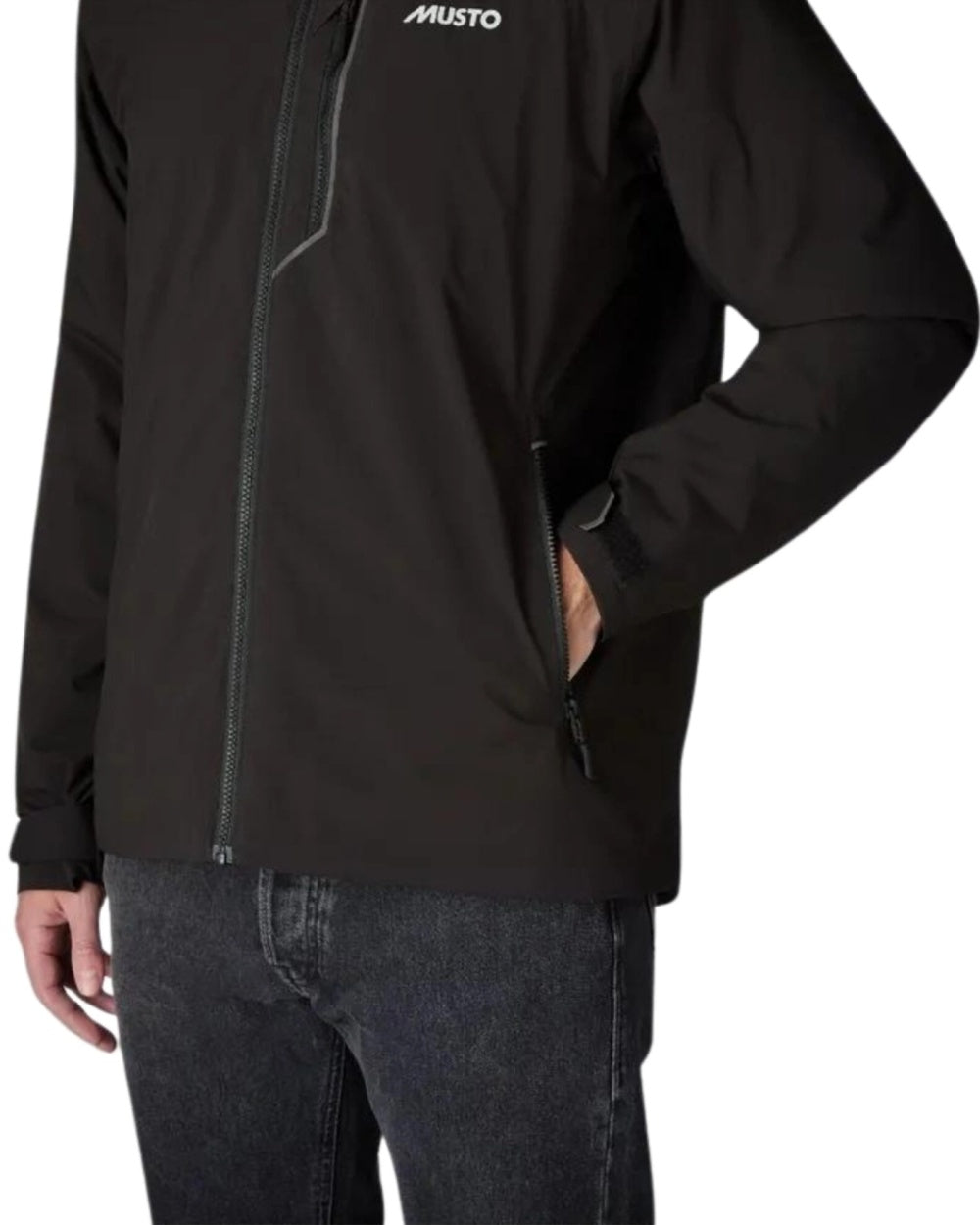 Black coloured Musto Mens BR1 Primaloft Midlayer Jacket on white background