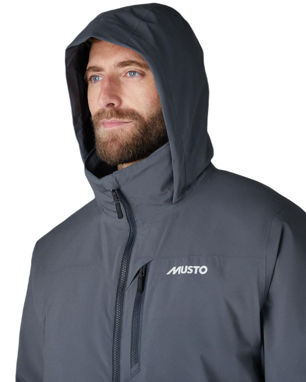 Ombre Blue coloured Musto Mens BR1 Primaloft Midlayer Jacket on white background