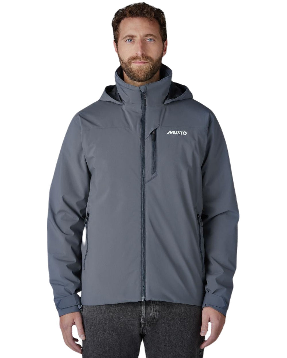 Ombre Blue coloured Musto Mens BR1 Primaloft Midlayer Jacket on white background