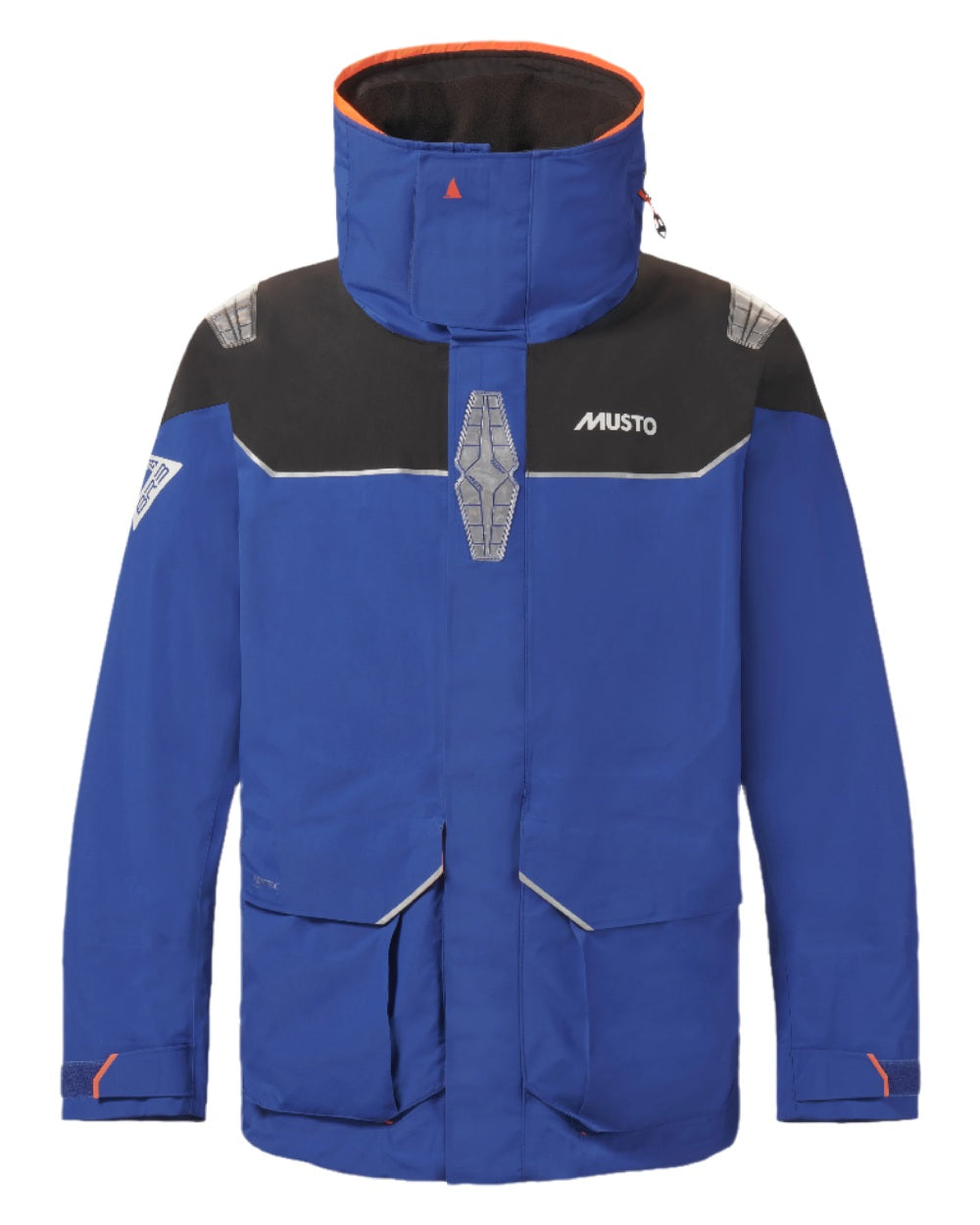 Mazarine Blue coloured Musto Mens BR3 Pertex Offshore Jacket on white background