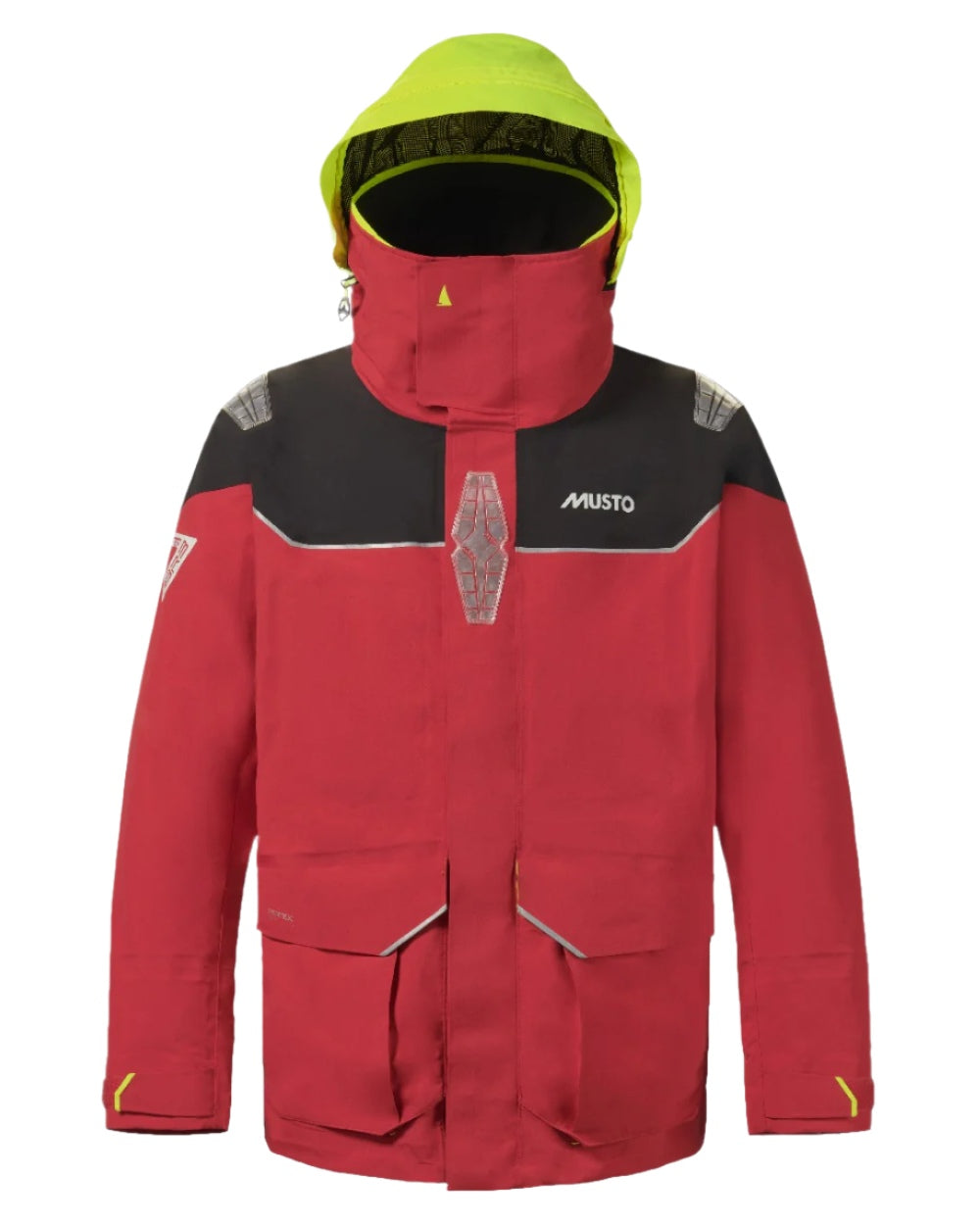 True Red coloured Musto Mens BR3 Pertex Offshore Jacket on white background
