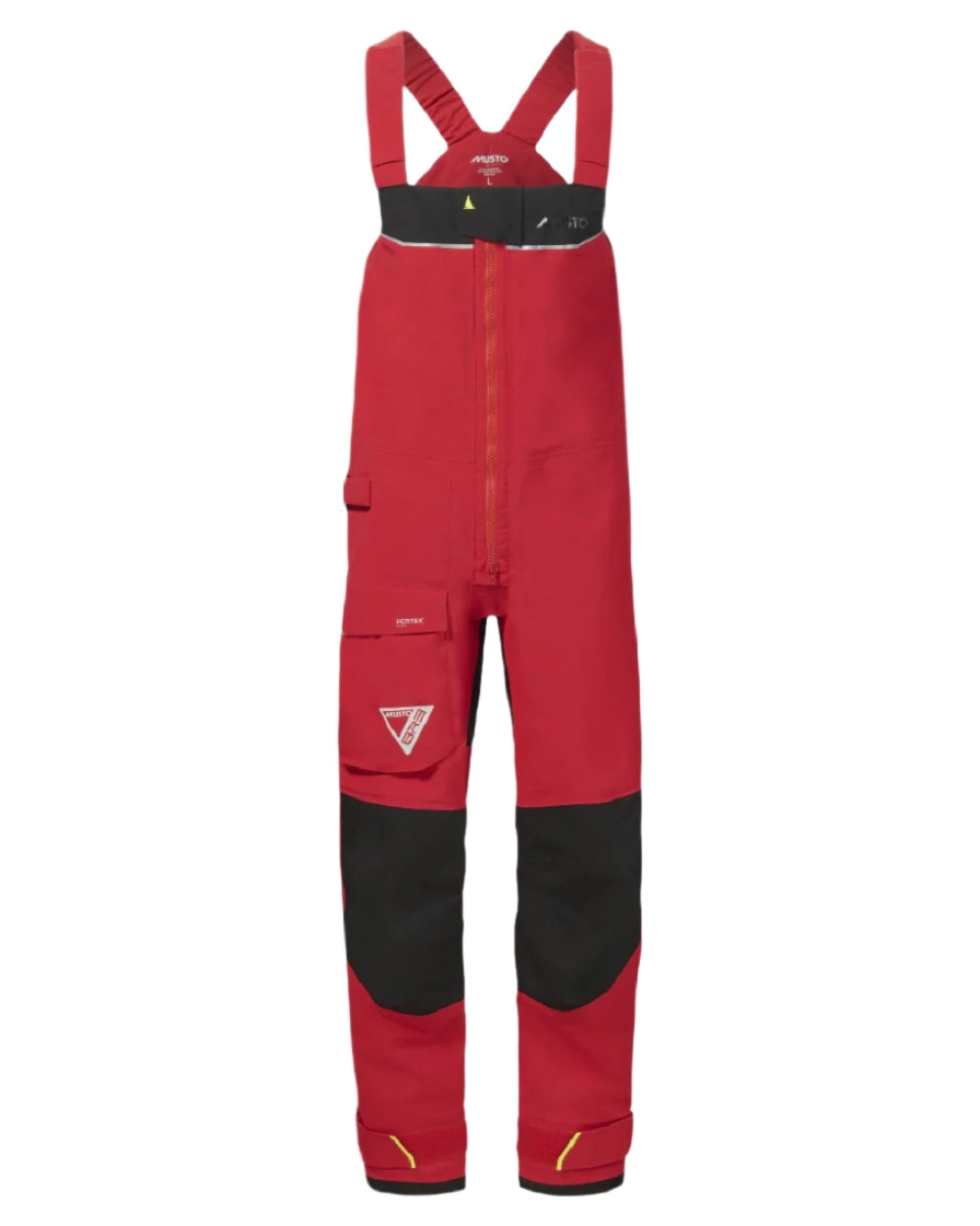 True Red coloured Musto Mens BR3 Pertex Offshore Trousers on white background