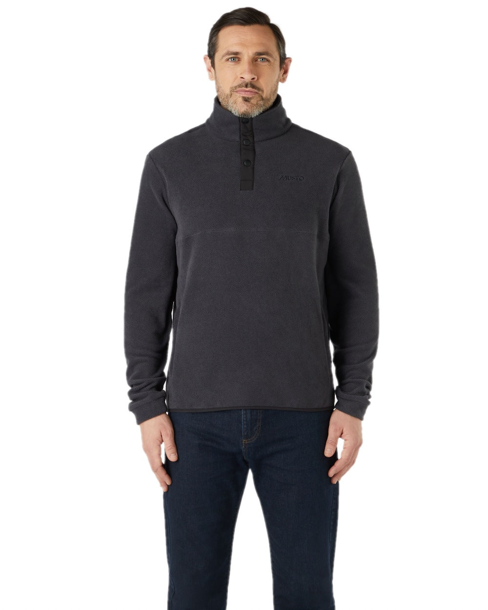 Carbon Coloured Musto Mens Classic Fleece Pullover On A White Background