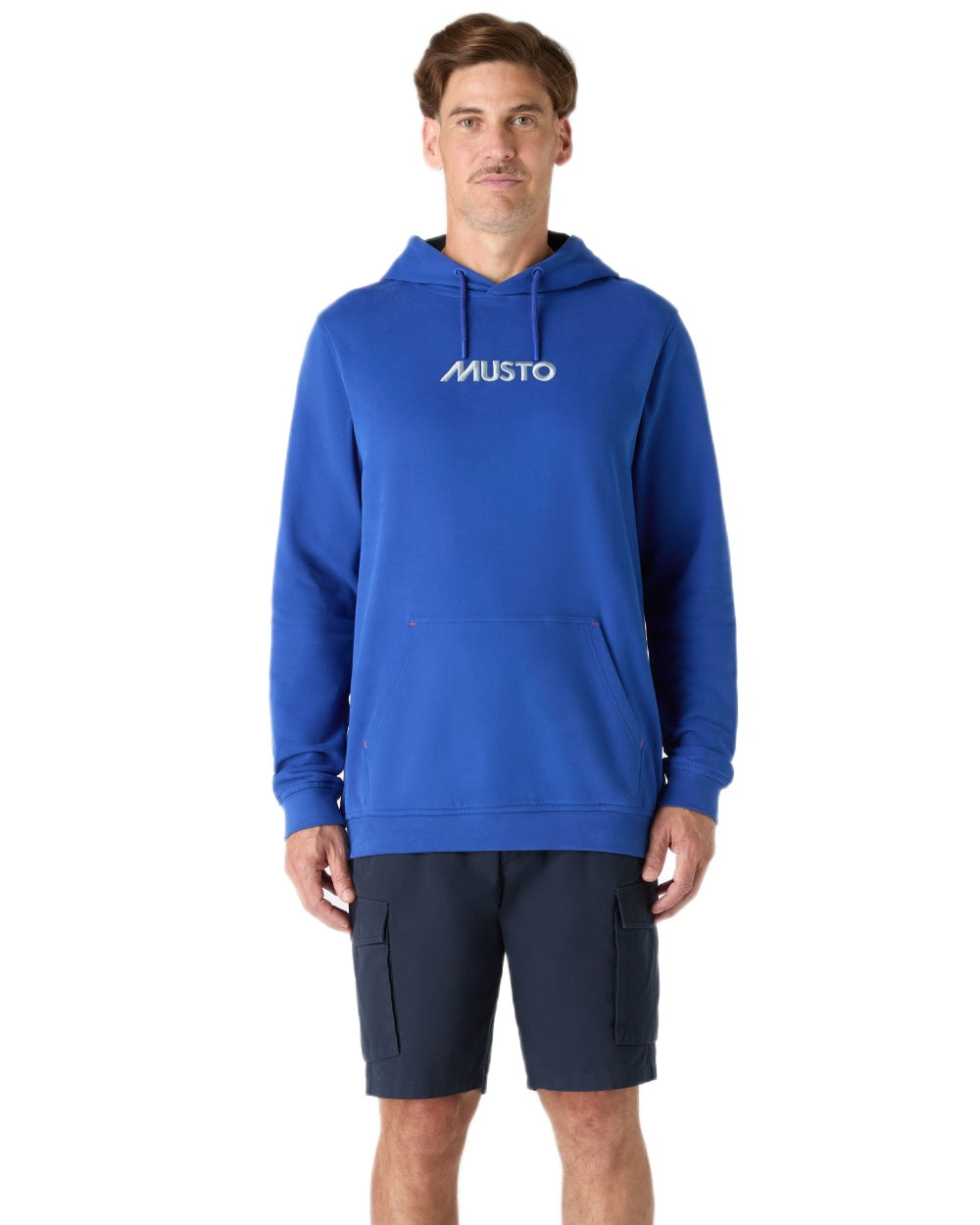 Mazarine Blue coloured Musto Mens Classic Hoodie on white background