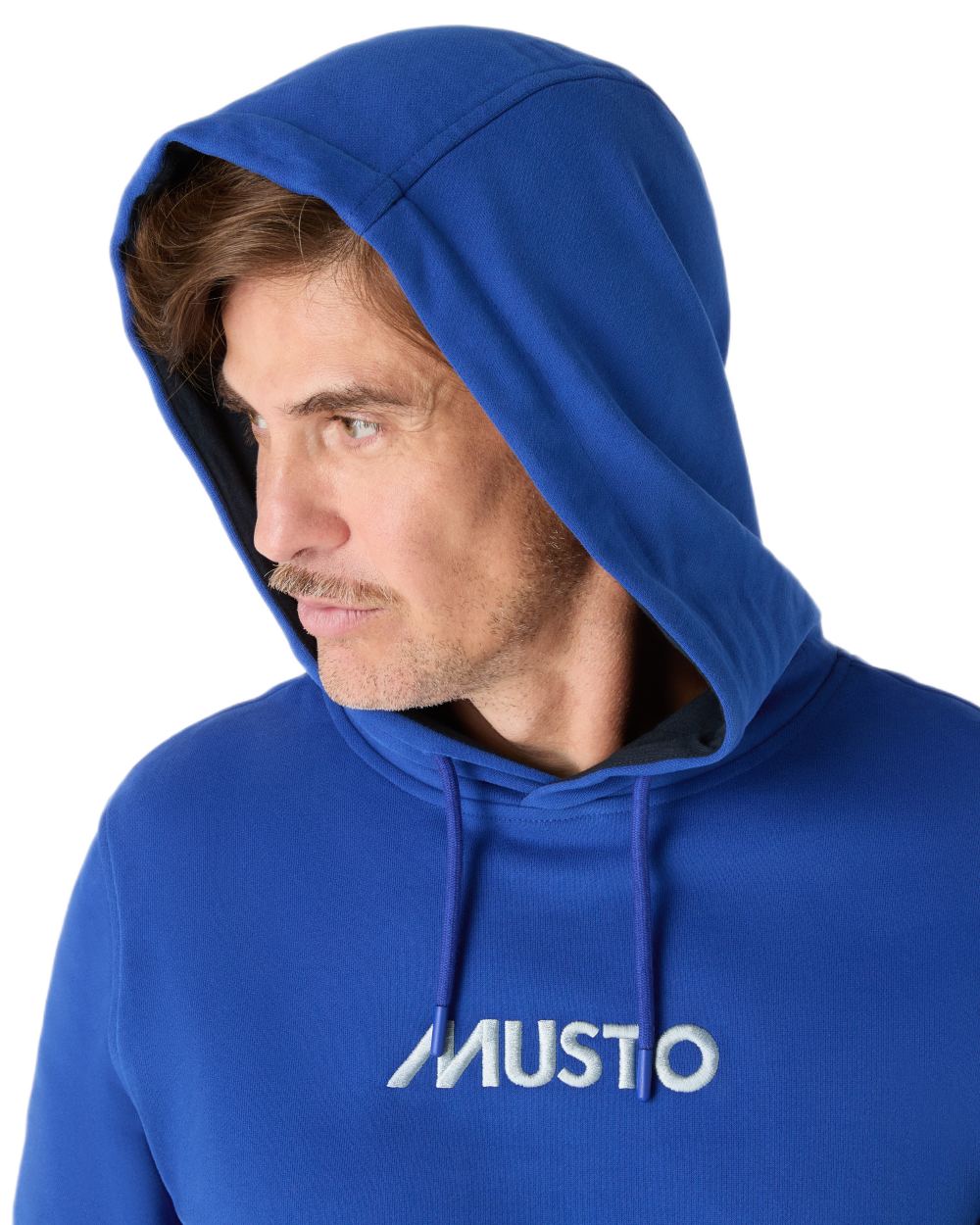 Mazarine Blue coloured Musto Mens Classic Hoodie on white background
