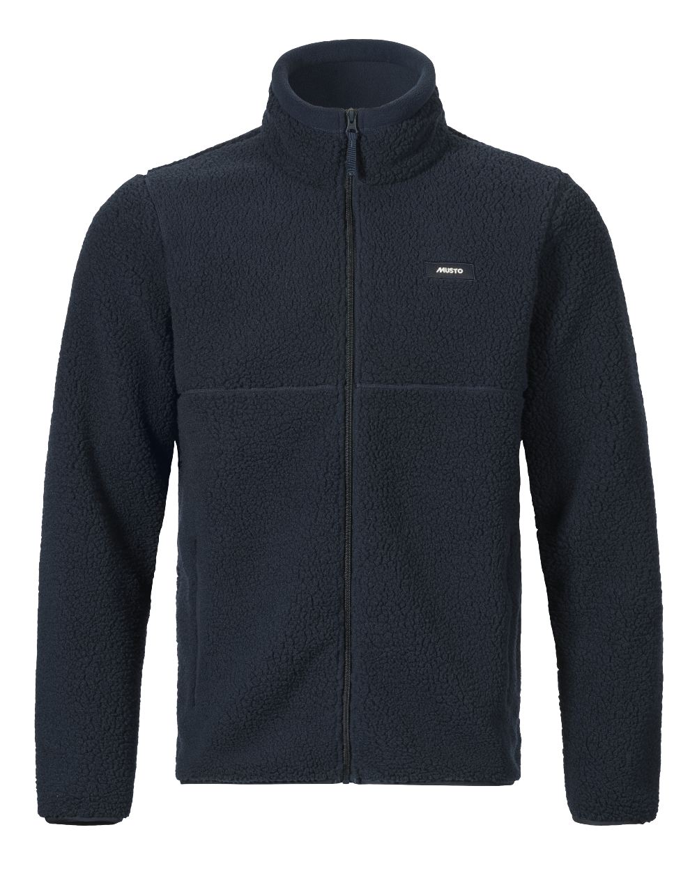 Navy Coloured Musto Mens Cover Deep Pile Fleece Jacket on white background