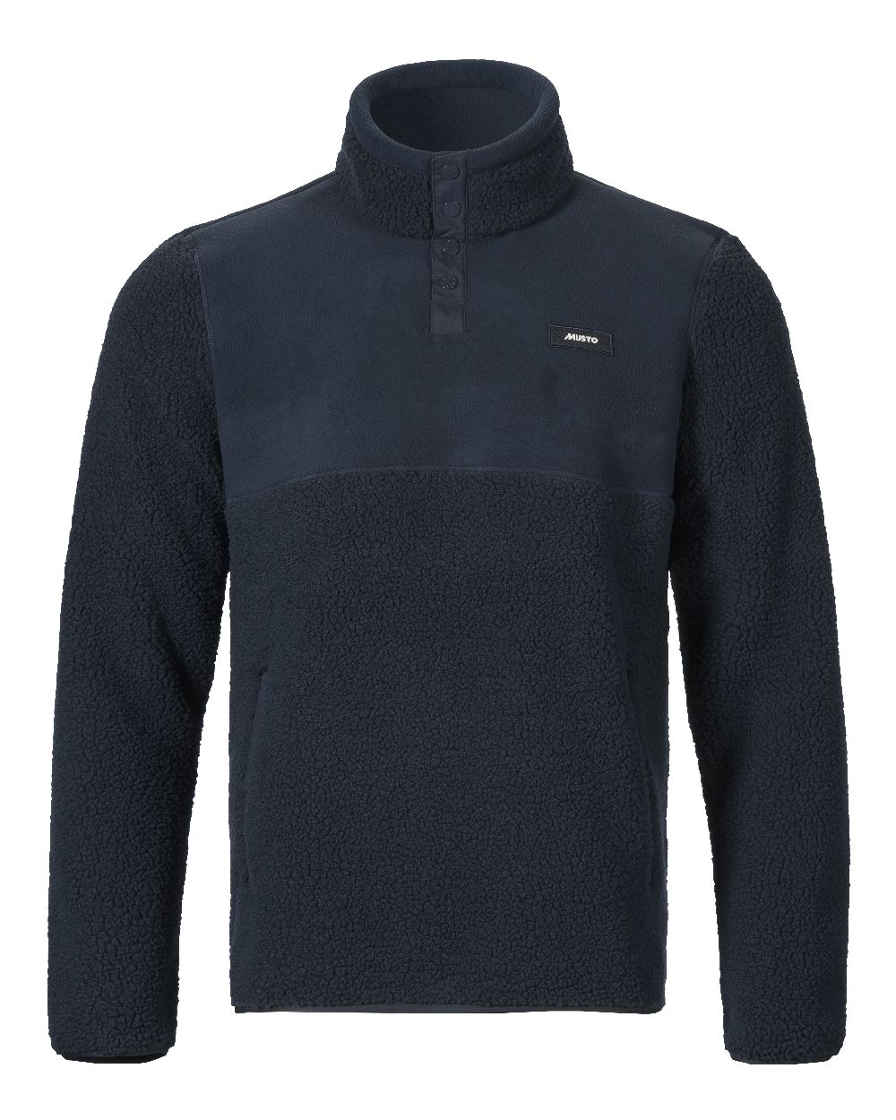 Navy Coloured Musto Mens Cover Deep Pile Fleece Jacket on white background