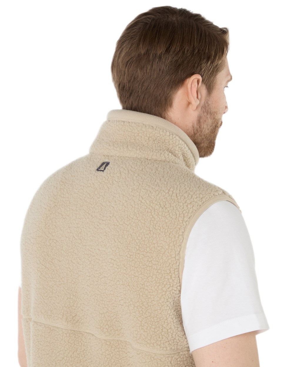 Pure Cashmere coloured Musto Mens Cover Deep Pile Fleece Vest on white background