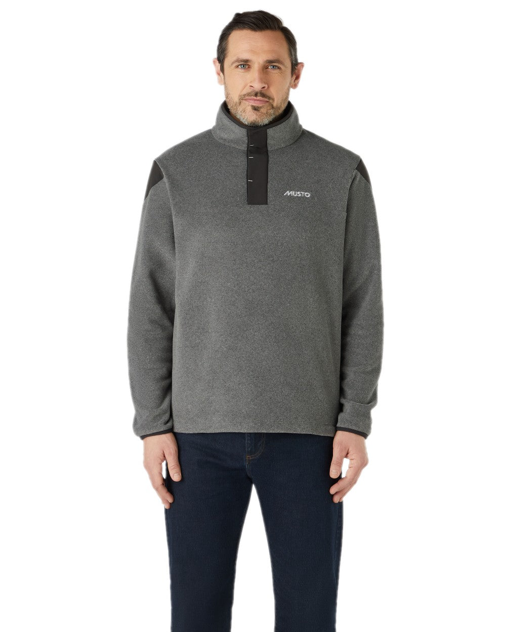 Grey Marl Coloured Musto Mens Evo Polartec 200 Pullover Fleece on white background