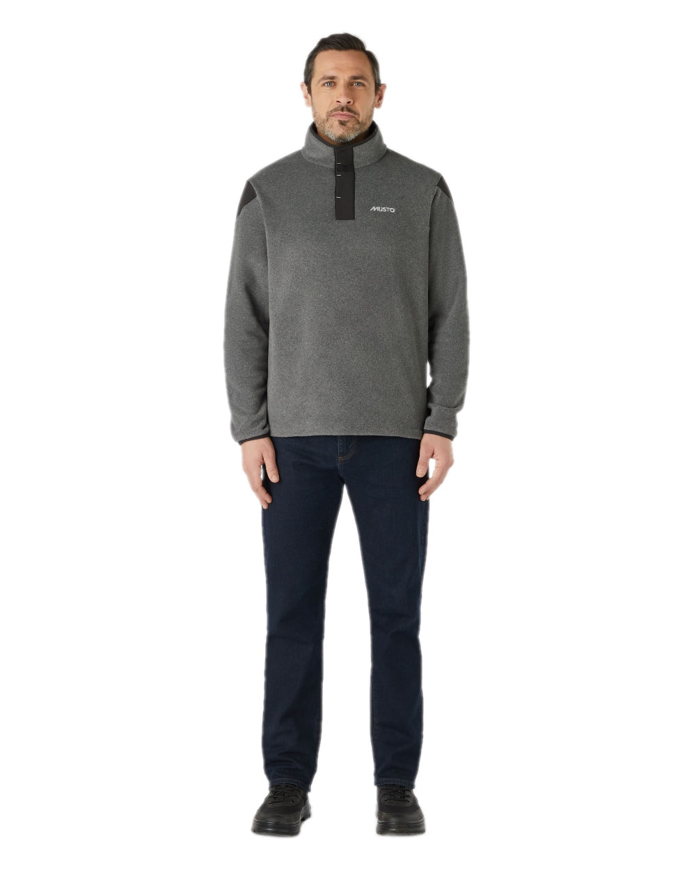 Grey Marl Coloured Musto Mens Evo Polartec 200 Pullover Fleece on white background