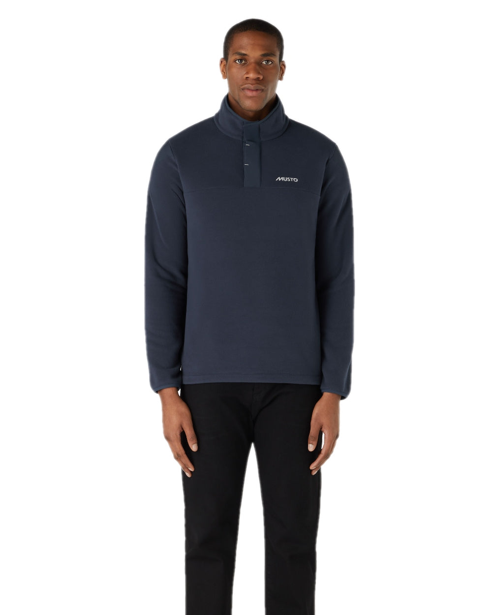 Navy Coloured Musto Mens Evo Polartec 200 Pullover Fleece on white background