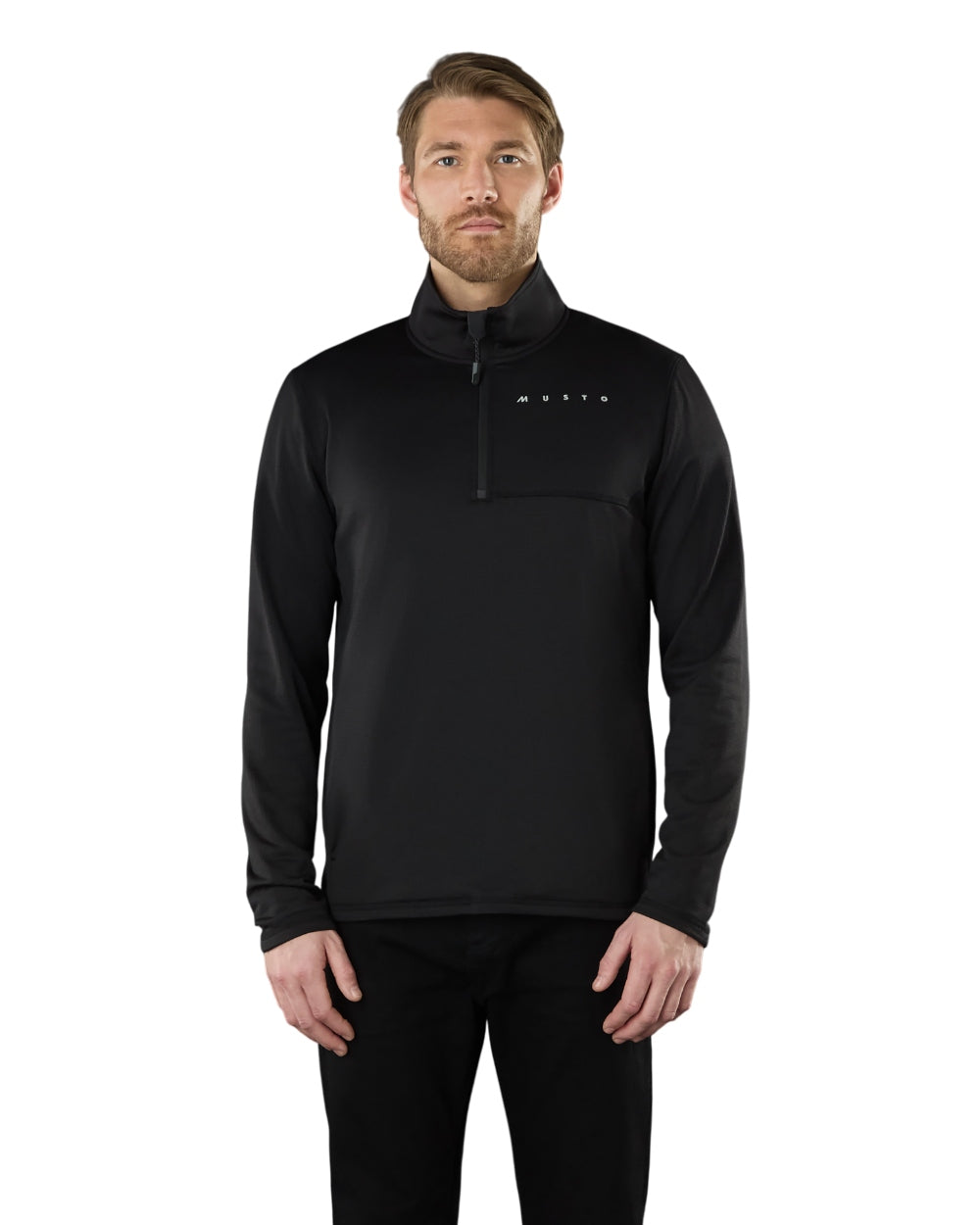 Black Coloured Musto Mens Evo Thermal Lite Tech Fleece Jacket on white background