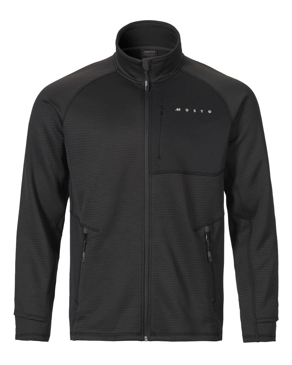 Black Coloured Musto Mens Evo Thermal Tech Fleece Jacket on white background