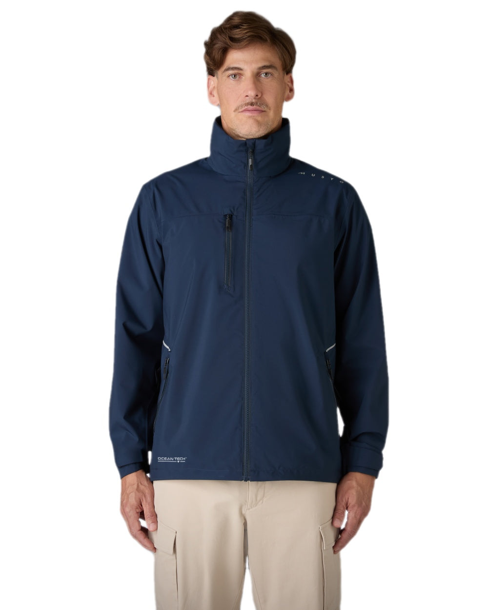 Navy Coloured Musto Mens Evo Waterproof Crew Jacket on white background