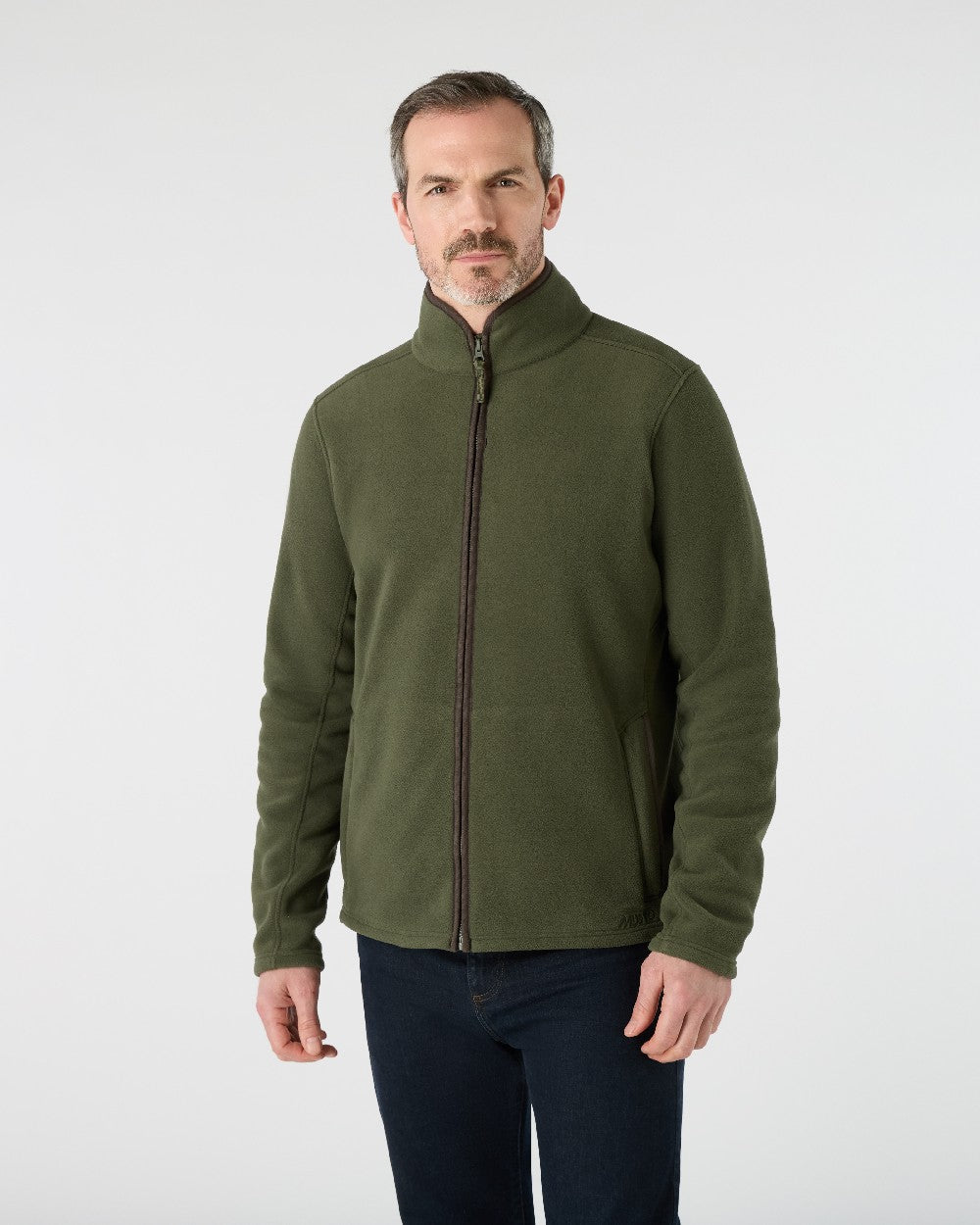 Deep Green Coloured Musto Mens Fenland 200 Polartec Fleece Jacket on White Background