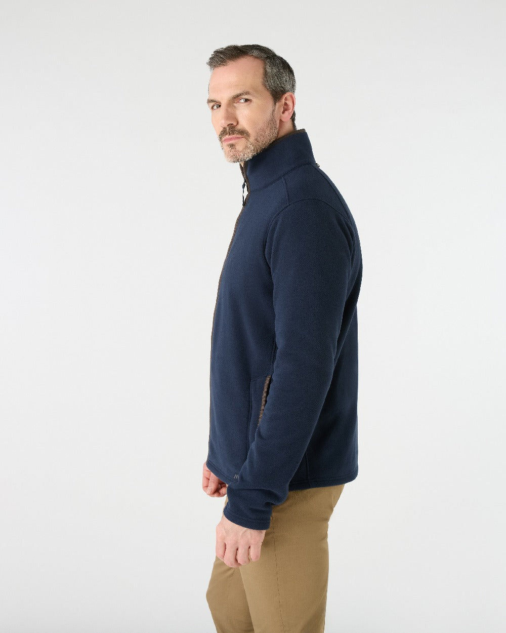Navy Coloured Musto Mens Fenland 200 Polartec Fleece Jacket on White Background