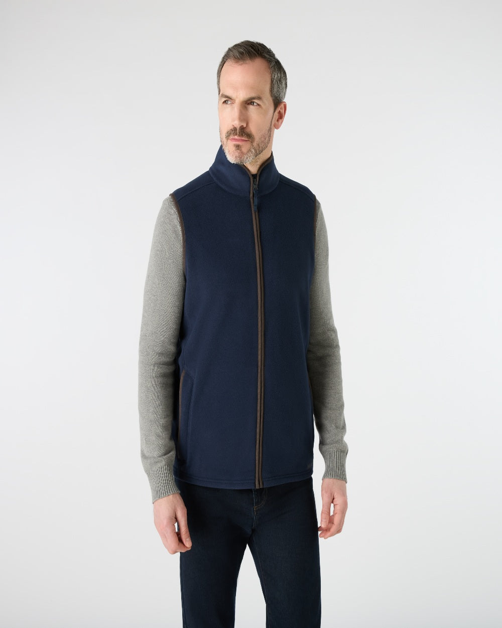 Navy Coloured Musto Mens Fenland 200 Polartec Vest on White Background