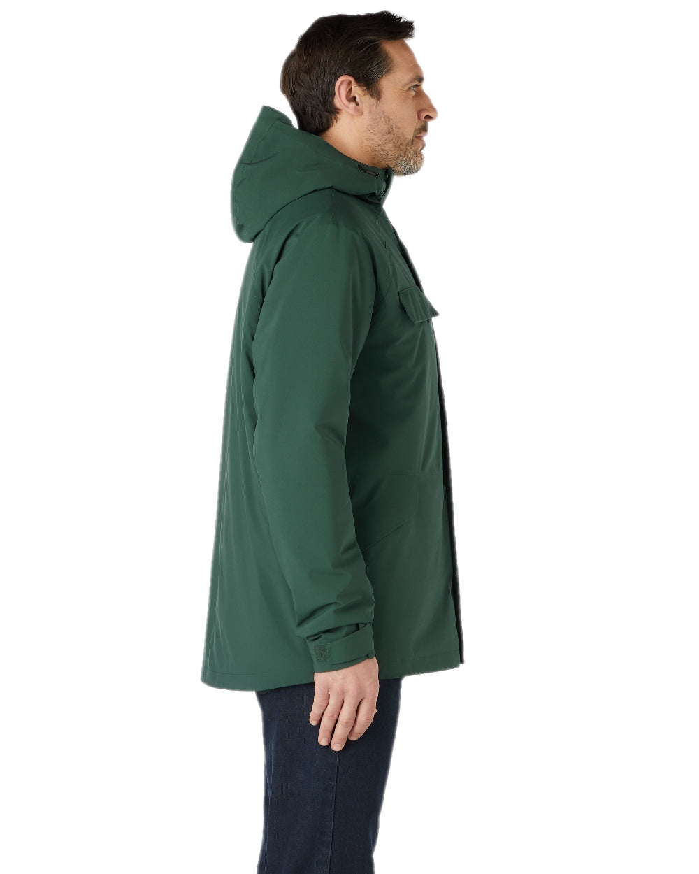 Darkest Spruce Coloured Musto Mens Insulated Rain Jacket on white background