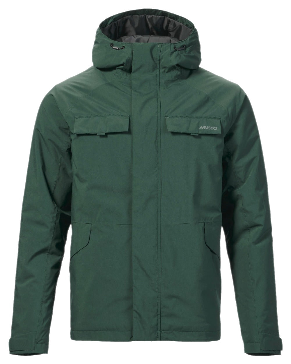 Darkest Spruce Coloured Musto Mens Insulated Rain Jacket on white background