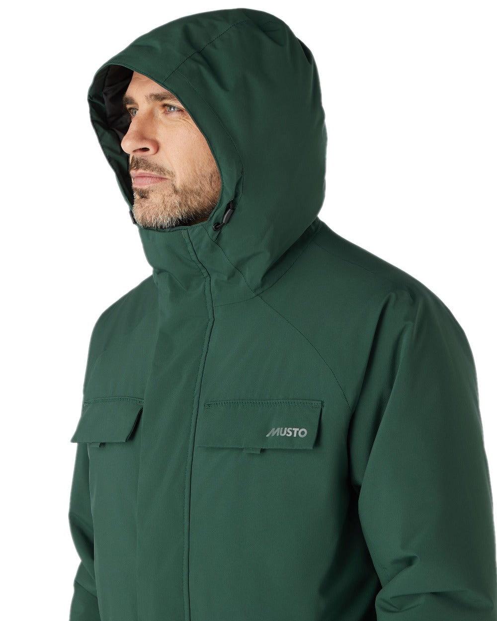 Darkest Spruce Coloured Musto Mens Insulated Rain Jacket on white background
