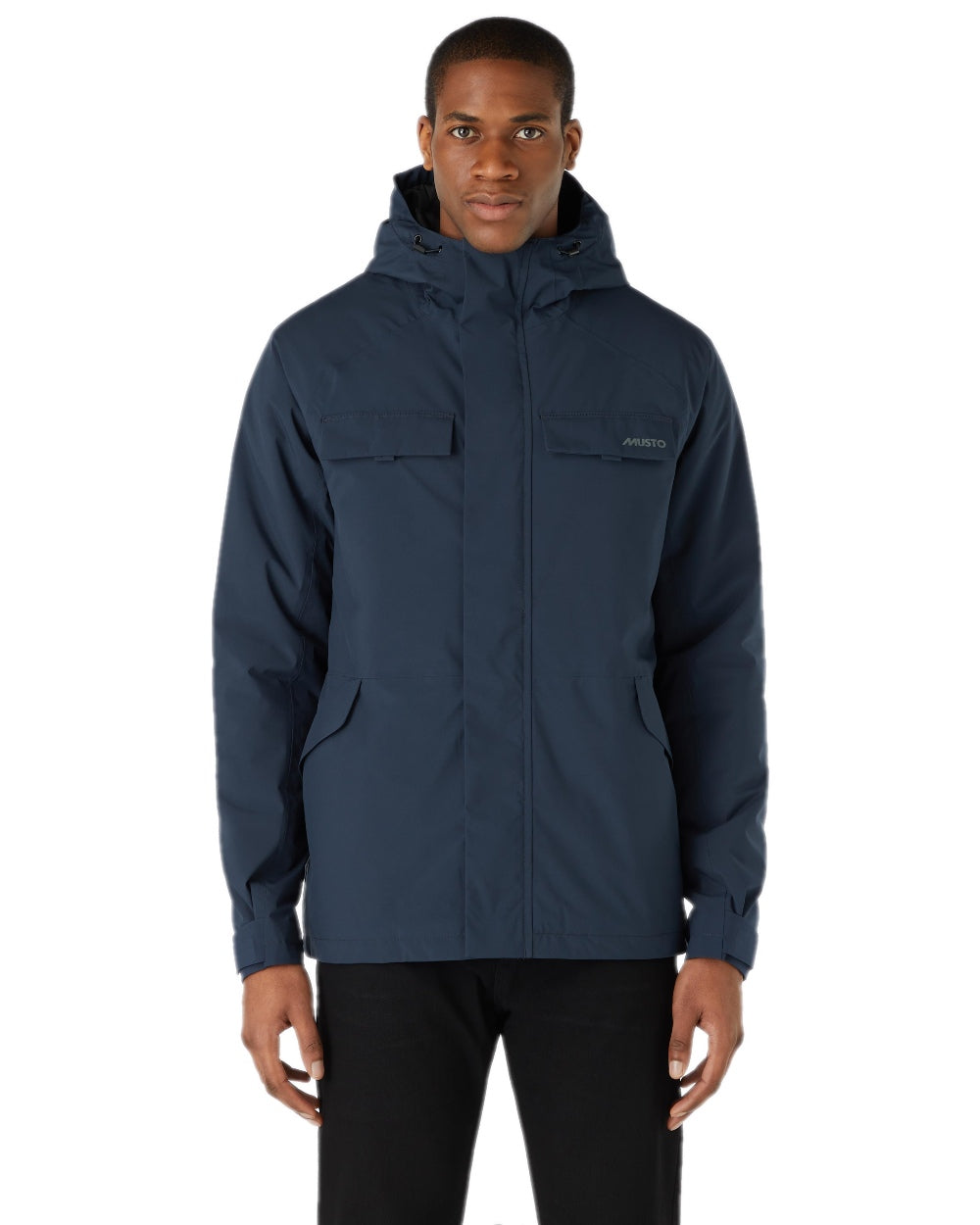 Navy Coloured Musto Mens Insulated Rain Jacket on white background