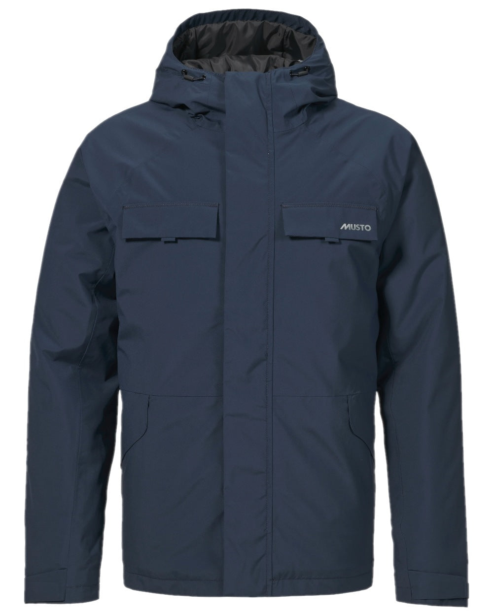 Navy Coloured Musto Mens Insulated Rain Jacket on white background