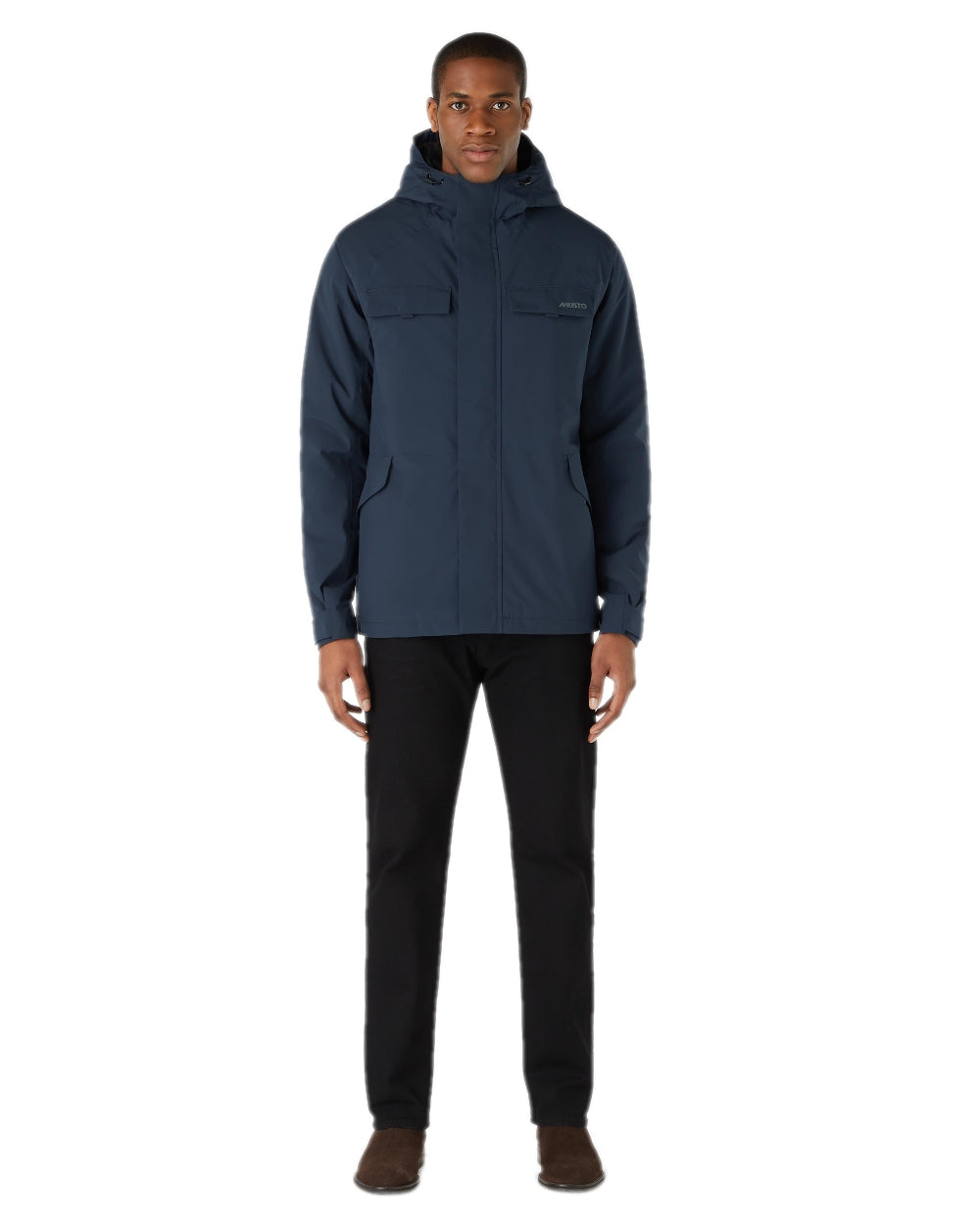 Navy Coloured Musto Mens Insulated Rain Jacket on white background